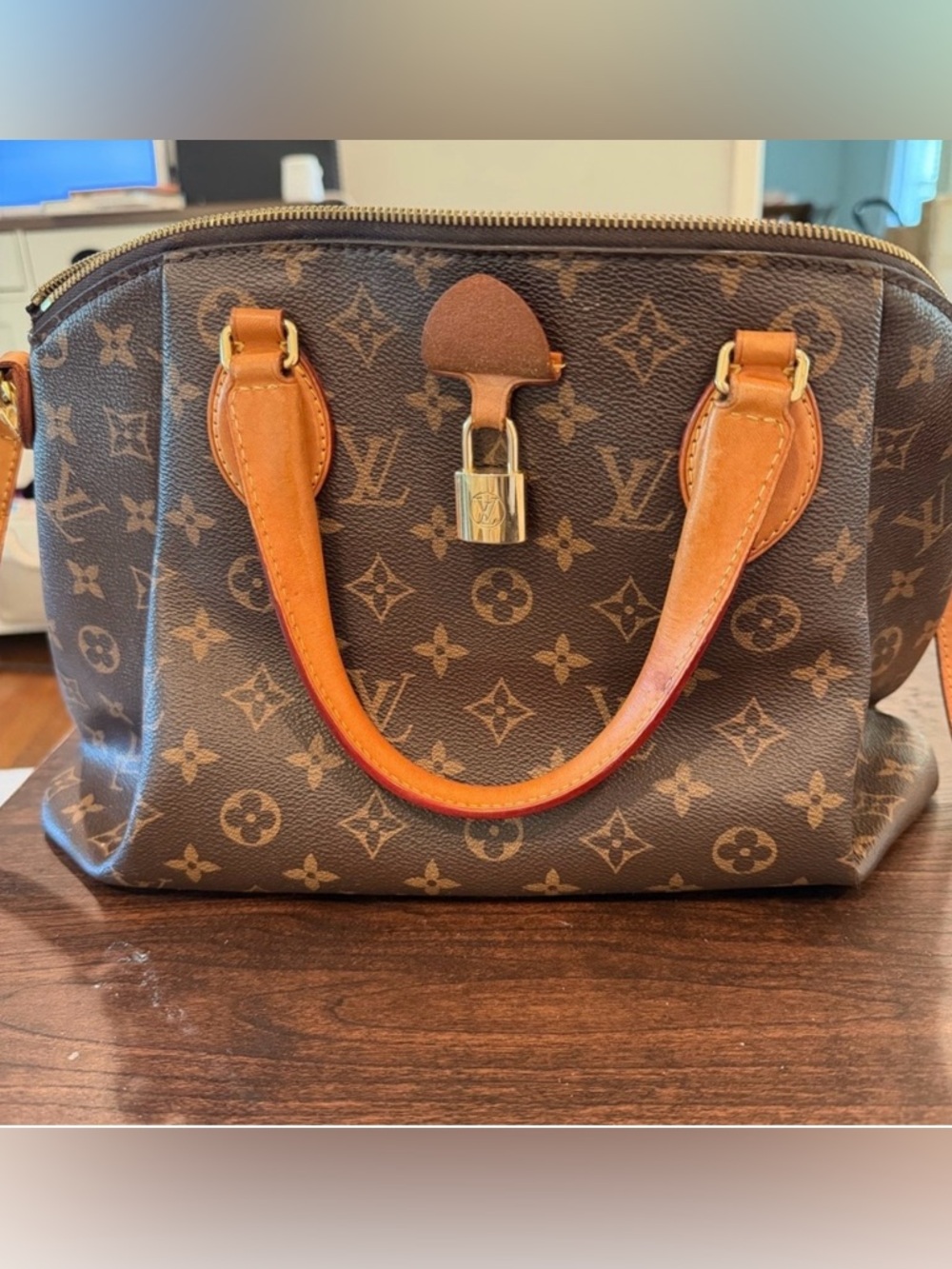 Louis Vuitton Monogram Canvas Satchel with Vachetta Trim (Brown & Tan)